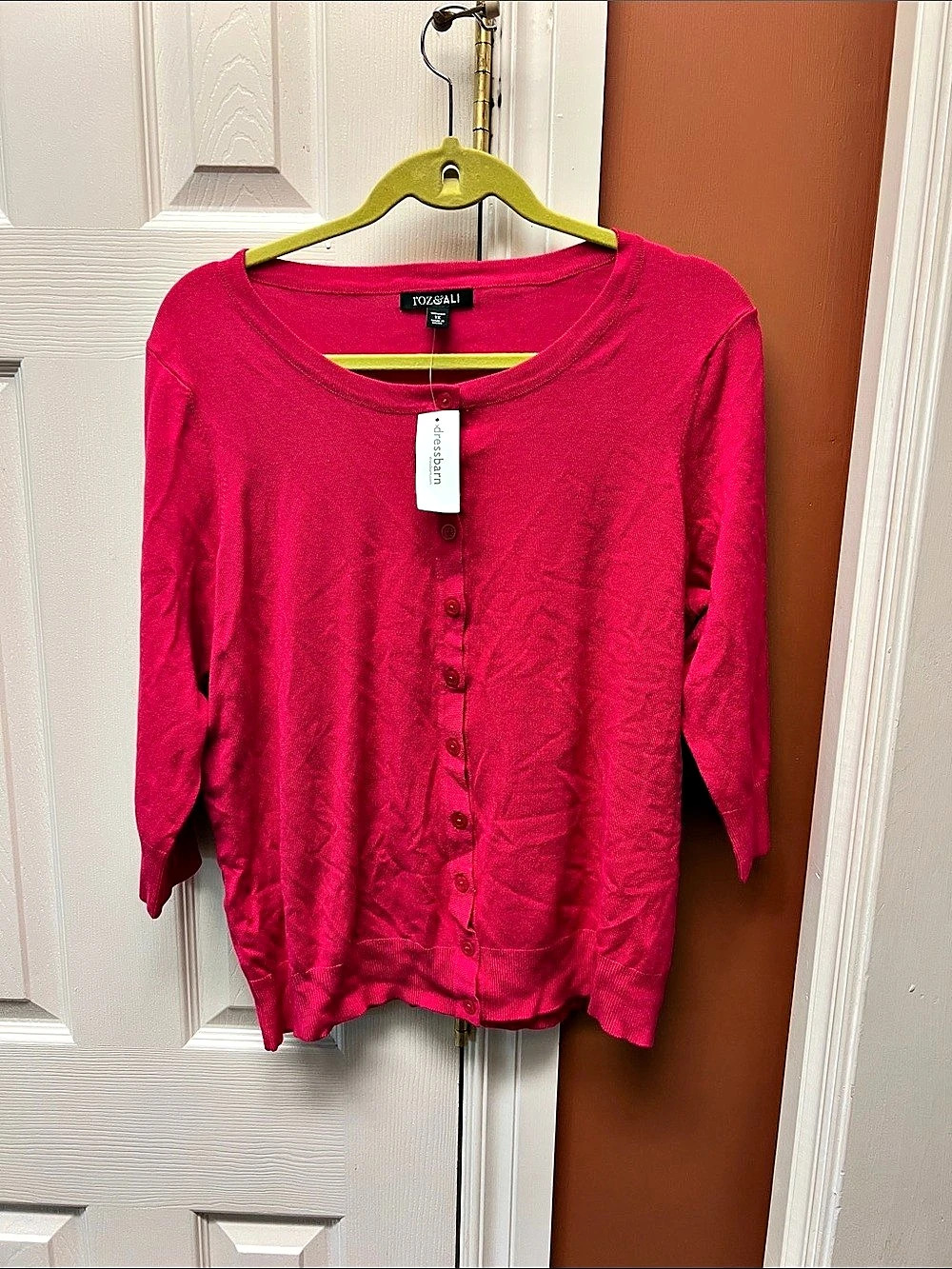 Rozali Cardigan Rayon Nylon Pink Size 1X NWT
